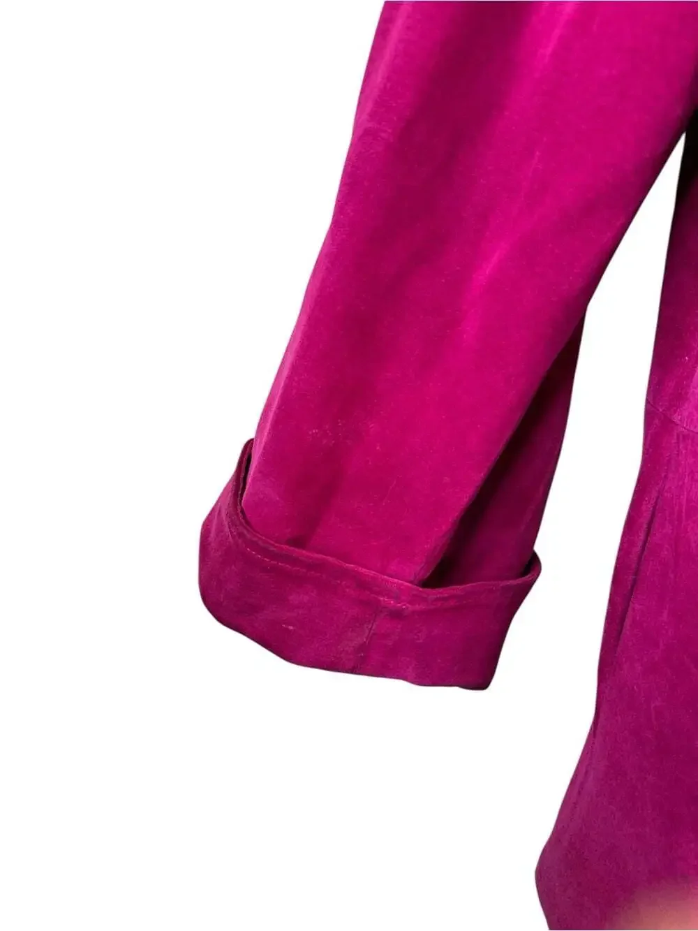 Vintage Danier Fuchsia Suede Leather Jacket Blazer Size M Open Front Hot Pink